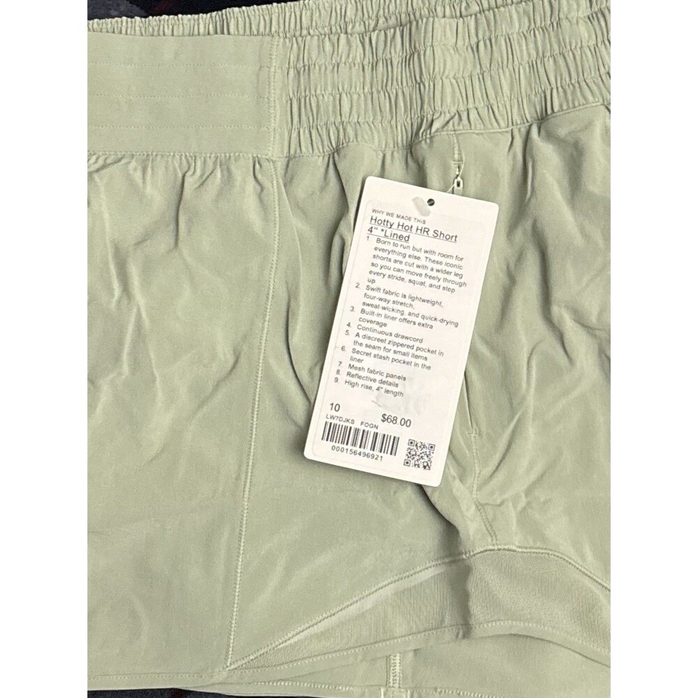 Lululemon Women’s Hotty Hot HR Shorts 4” Lined FOG GREEN (FOGN) SZ 10 New - Picture 3 of 4